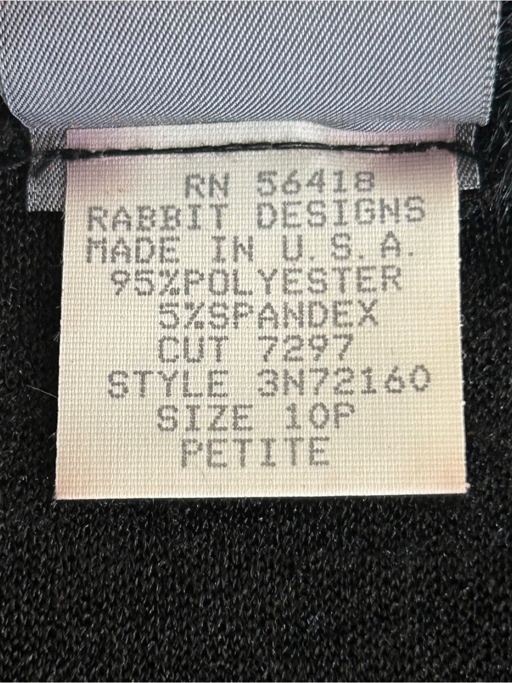 4/$20 Rabbit Rabbit Rabbit Designs 10P Black Faux Fur Detachable Collar Jacket - Picture 4 of 5